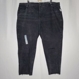 Old Navy Black Jeans Women Plus 28 Extra‎ High Rise Sky-High Straight Ankle Rip